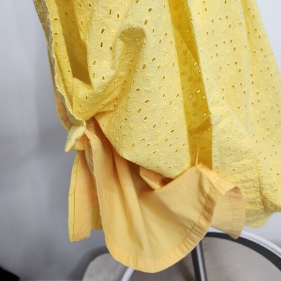 SOLD 🌟 J. Crew Yellow Eyelet Sleeveless Fit and Flair Shirtdress Size 4 - Picture 5 of 16